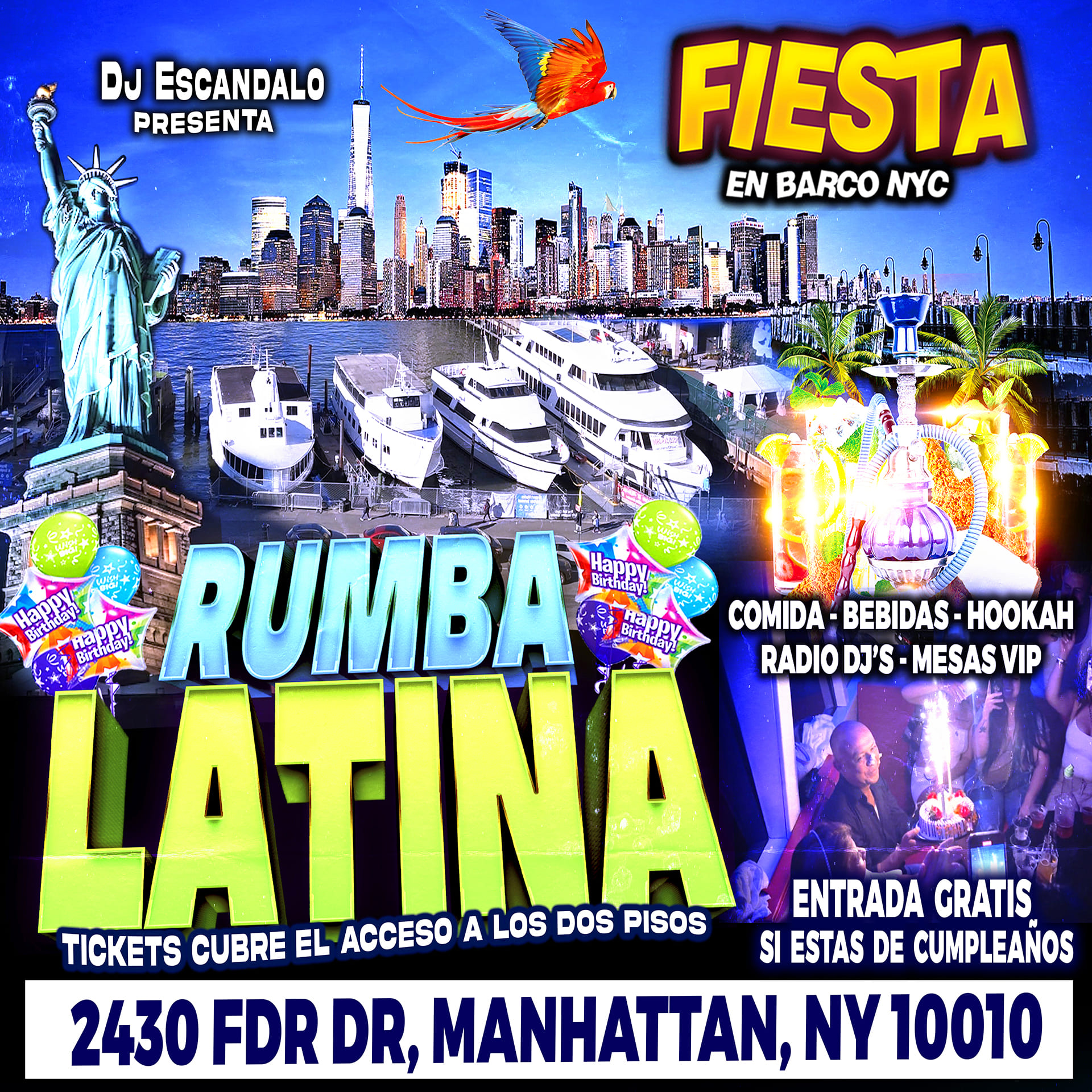 Fiesta En Barco Nyc - sabado 10 Octubre